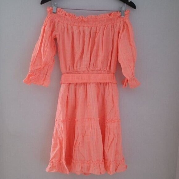 NWT Lilly Pulitzer Bright Orange Mini Dress Size XS Louisa Off The Shoulder - Picture 8 of 12